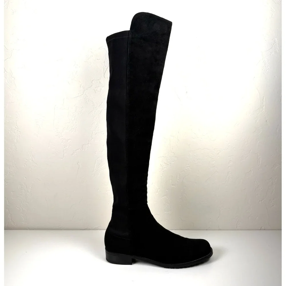 Stuart Weitzman 50/50 Over-the-Knee Boot Women's Size 7 1/2 Black‎ Suede